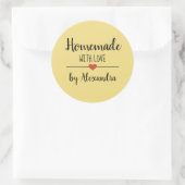Homemade met liefdesgeel script, aangepast ronde sticker (Tas)