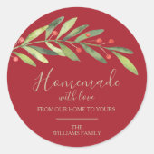 Homemade met liefdeskerst ronde sticker (Voorkant)