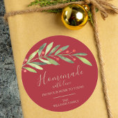 Homemade met liefdeskerst ronde sticker