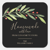 Homemade met liefdeskerst vierkante sticker (Voorkant)