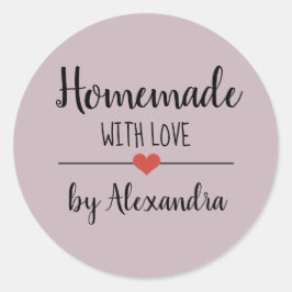 Homemade met liefdeslicht paars script, aangepast ronde sticker