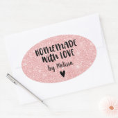 Homemade met liefdesroze litter hartsticker ovale sticker (Envelop)