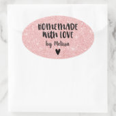 Homemade met liefdesroze litter hartsticker ovale sticker (Tas)
