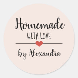 Homemade met liefdeszwart roze script aangepast ronde sticker