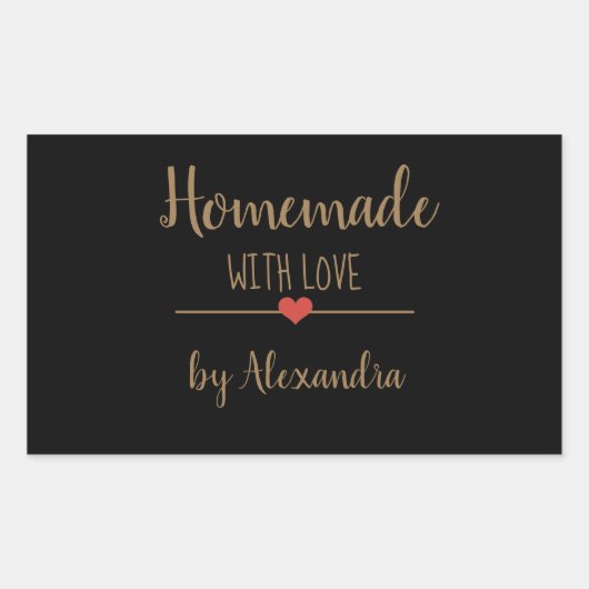 Homemade met liefdeszwarte en gouden ovaal sticker (Voorkant)