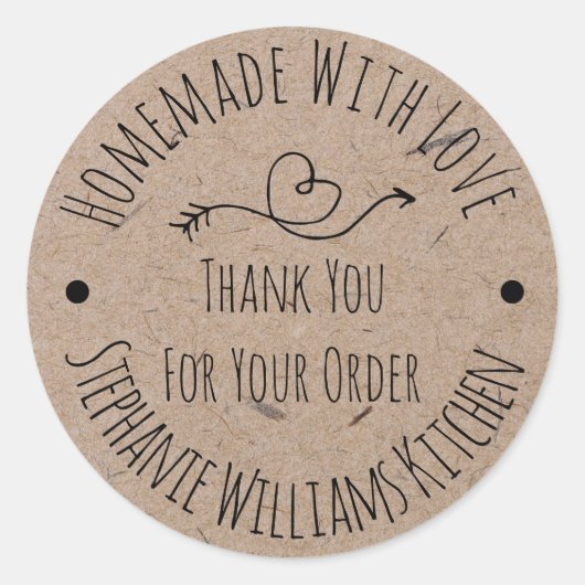 Homemade met Love | Bedankt voor uw bestelling Ronde Sticker (Voorkant)