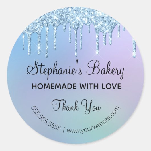 Homemade met Love Blue Driving Glitter Hartelijk d Ronde Sticker (Voorkant)