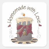 Homemade met Love Candle Vierkante Sticker (Voorkant)