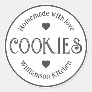 Homemade met Love Cookies hart Ronde Sticker