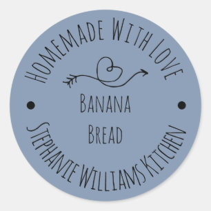 Homemade met Love Dusty Blue Betaalde goederen Ronde Sticker