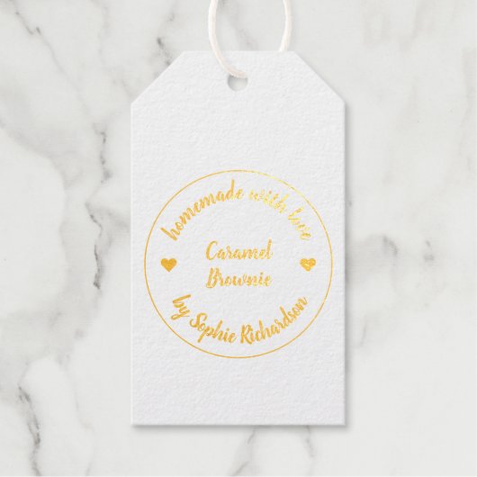 Homemade met Love Gold Heart Modern Baking Cadeaulabels (Voorkant)