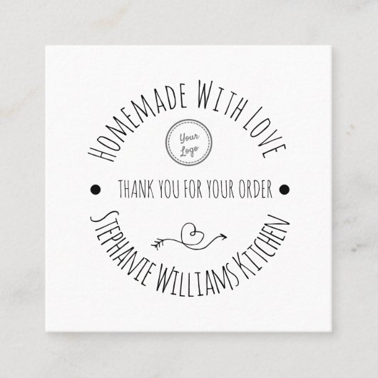 Homemade met Love |Hartelijk dank voor uw bestelli Vierkante Visitekaartje (Voorkant)