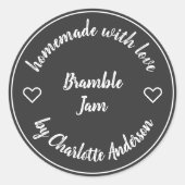 Homemade met Love | Heart Jam Chalk Black Modern Ronde Sticker (Voorkant)