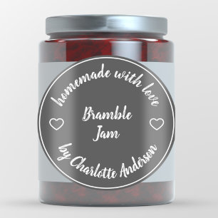 Homemade met Love Heart Jam Chalk Black Modern Ronde Sticker