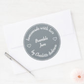 Homemade met Love | Heart Jam Jar Canning Grey Ronde Sticker (Envelop)