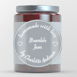 Homemade met Love   Heart Jam Jar Canning Grey Ronde Sticker