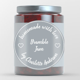 Homemade met Love | Heart Jam Jar Canning Grey Ronde Sticker