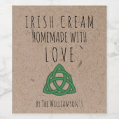 Homemade met Love Irish Cream Kraft Paper Label Wijn Etiket (Enkel label)