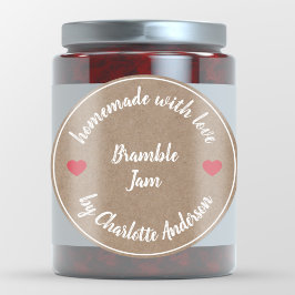 Homemade met Love | Jam Canning Kraft Red Heart Ronde Sticker