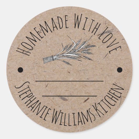 Homemade met Love Kraft Paper, bakken Ronde Sticker (Voorkant)