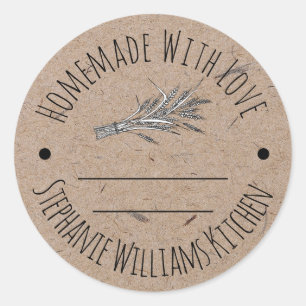Homemade met Love Kraft Paper, bakken Ronde Sticker