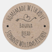 Homemade met Love Kraft Paper | Betaalde goederen Ronde Sticker (Voorkant)