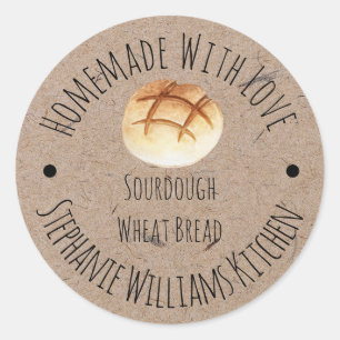 Homemade met Love Kraft Paper   brood Ronde Sticker