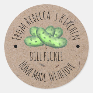 Homemade met Love Kraft Paper Dill Pickle Label