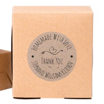 Homemade met Love | Kraft Paper Hartelijk dank Ronde Sticker<br><div class="desc">Homemade met Love Kraft Paper | Dank u voor uw ordeontwerp. Dit is een sjabloon klaar om je gegevens toe te voegen aan. Voeg die het beëindigen aanraking aan klantenorden met deze sticker toe.</div>