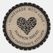 Homemade met Love Kraft Paper Heart Bked Goods Ronde Sticker (Voorkant)