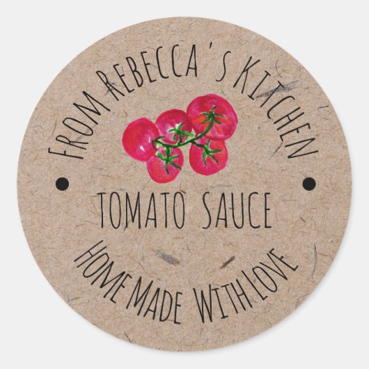 Homemade met Love Kraft Paper Tomato Sauce Label (Voorkant)