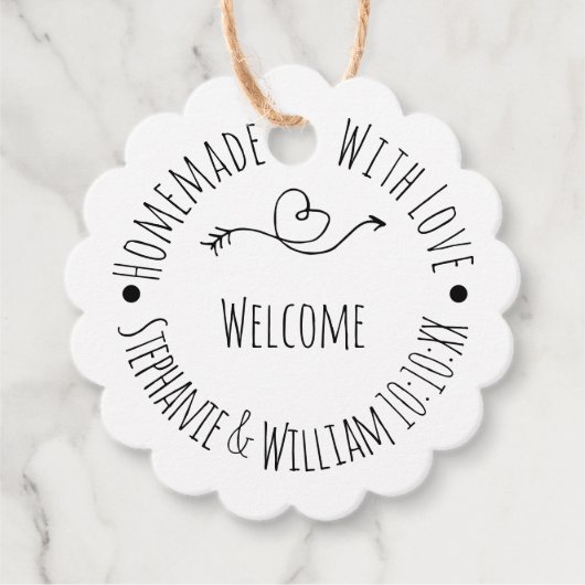 Homemade met Love Kraft Paper | Weddenschap Bedankjes Labels (Voorkant)