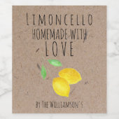 Homemade met Love Limoncello Waterverf Lemons Wijn Etiket (Enkel label)