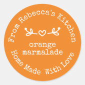 Homemade met Love Oranje Marmalade Canning Ronde Sticker (Voorkant)