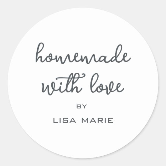Homemade met Love Personalized Black White Gift Ronde Sticker (Voorkant)