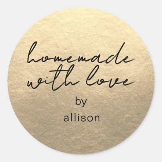 Homemade met Love Personalized Gold Gift Ronde Sticker (Voorkant)