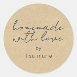 Homemade met Love Personalized Kraft Paper Cadeaut Ronde Sticker