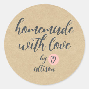 Homemade met Love Personalized Kraft Paper Ronde Sticker