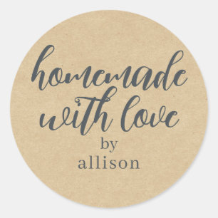 Homemade met Love Personalized Kraft Paper Ronde Sticker