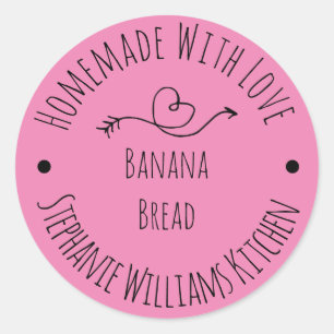 Homemade met Love Pink Heart Betaalde goederen Ronde Sticker
