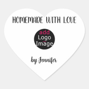 Homemade met Love Professional Custom Logo White Hart Sticker