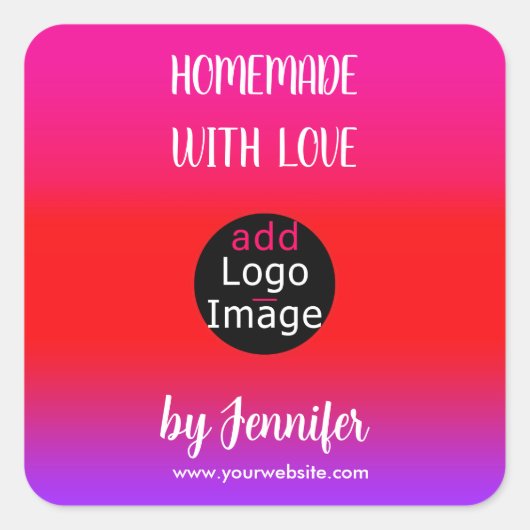 Homemade met Love Professional  Logo Vierkante Sticker (Voorkant)