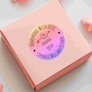 Homemade met Love Rainbow Kraft Paper   Baken Ronde Sticker