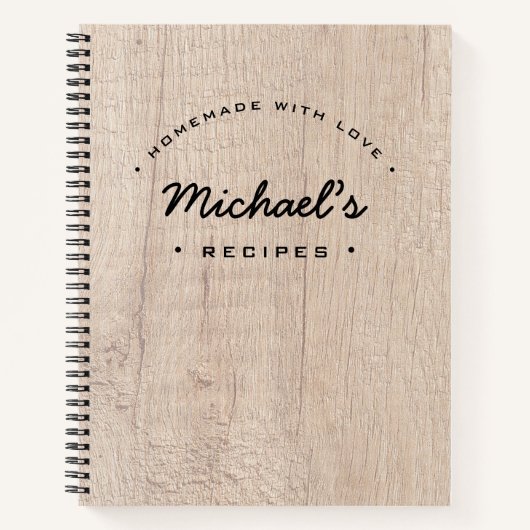 Homemade met Love Recipe Rustic Wood Custom Notitieboek (Voorkant)