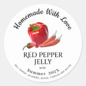 Homemade met Love Red Pepper Jelly Summer 202X Ronde Sticker (Voorkant)