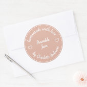 Homemade met Love | Roze heart Modern Jelly Jam Ronde Sticker (Envelop)