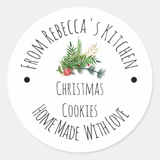 Homemade met Love Rustic Kerstkoekjes Ronde Sticker (Voorkant)