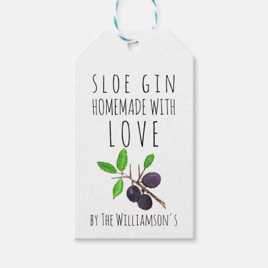 Homemade met Love Sloe Gin Kraft Paper Cadeaulabel (Voorkant)