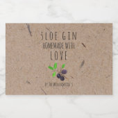 Homemade met Love Sloe Gin Kraft Paper Likeurfles Etiket (Enkel label)