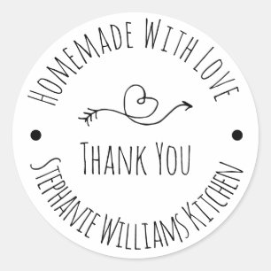 Homemade met Love   Zwart-wit bedankt Ronde Sticker